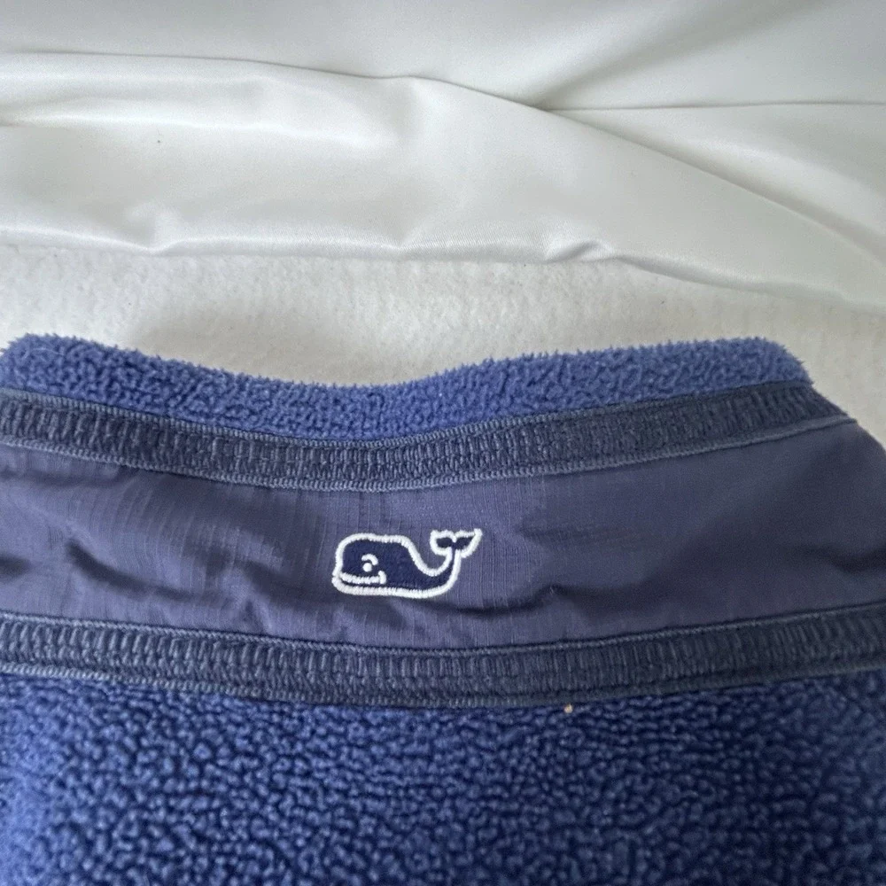 Vineyard Vines Men's Blue Full Zip Fleece Vest Stand-Up Collar L Pockets Outdoor